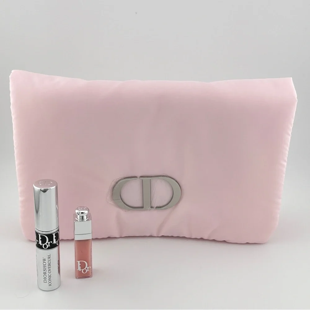 🆕 DIOR Limited Edition Pink Makeup Set w/ Cosmetic Bag, Lip Gloss & Mascara NIB - Picture 2 of 11